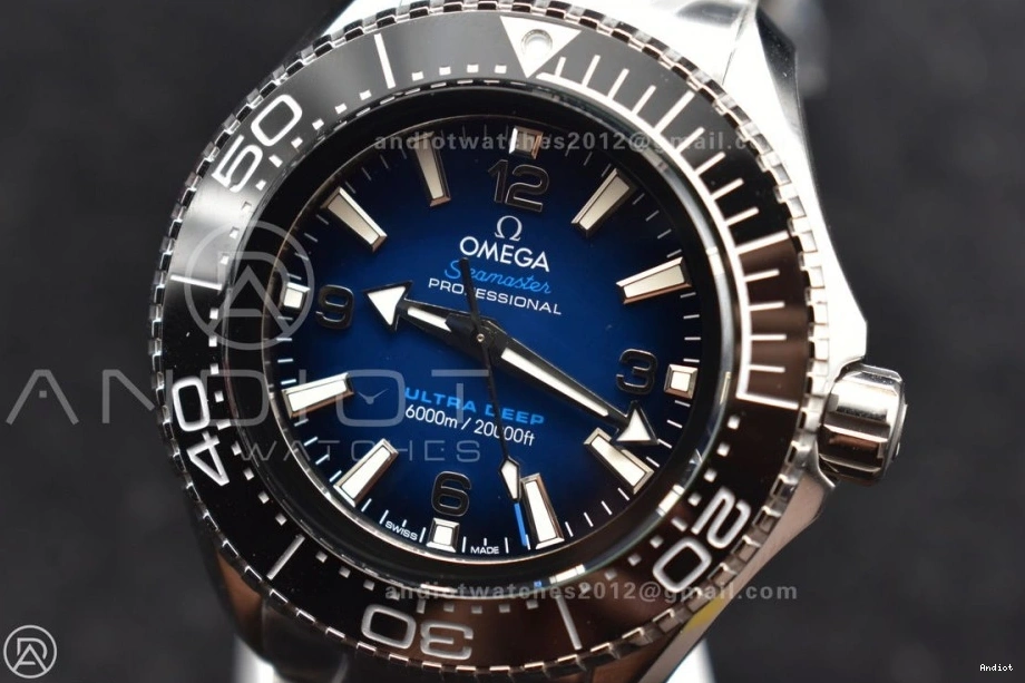 Black TF 6000M SS Dial SS Deep A2824 Blue Bezel Best 1:1 Ceramic Seamaster Bracelet Edition Ultra on 1223